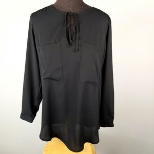 NWT Sheer black oversized blouse with pockets